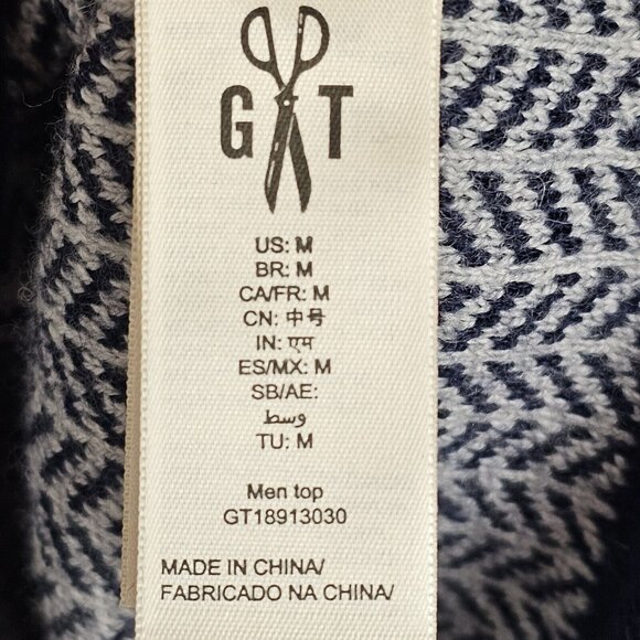 Grandpacore Dad M Normcore Knit Chevron Navy Gray Wool Blend Sweater Work Office - Picture 13 of 16